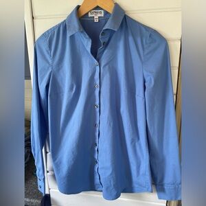 Express Sky Blue Button-Up Blouse